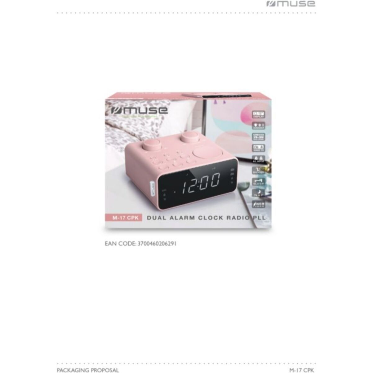 Radio réveil MUSE M-17 CPK rose