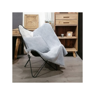 Plaid 130x170 cm doux polaire gris givré - WOOLY
