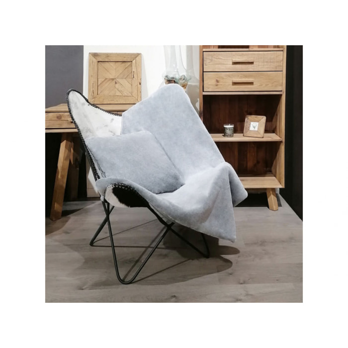 Plaid 130x170 cm doux polaire gris givré - WOOLY