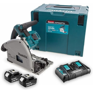 MAKITA Sierra de inmersión 18V Li-Ion 5.0 Ah 165 mm + 2 baterías, cargador, maletín - DSP600PT2J