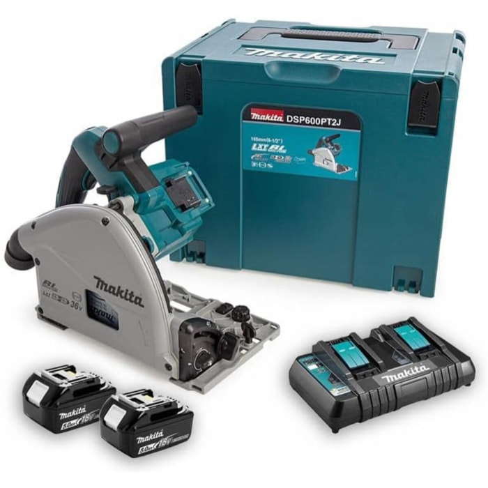 MAKITA Sierra de inmersión 18V Li-Ion 5.0 Ah 165 mm + 2 baterías, cargador, maletín - DSP600PT2J