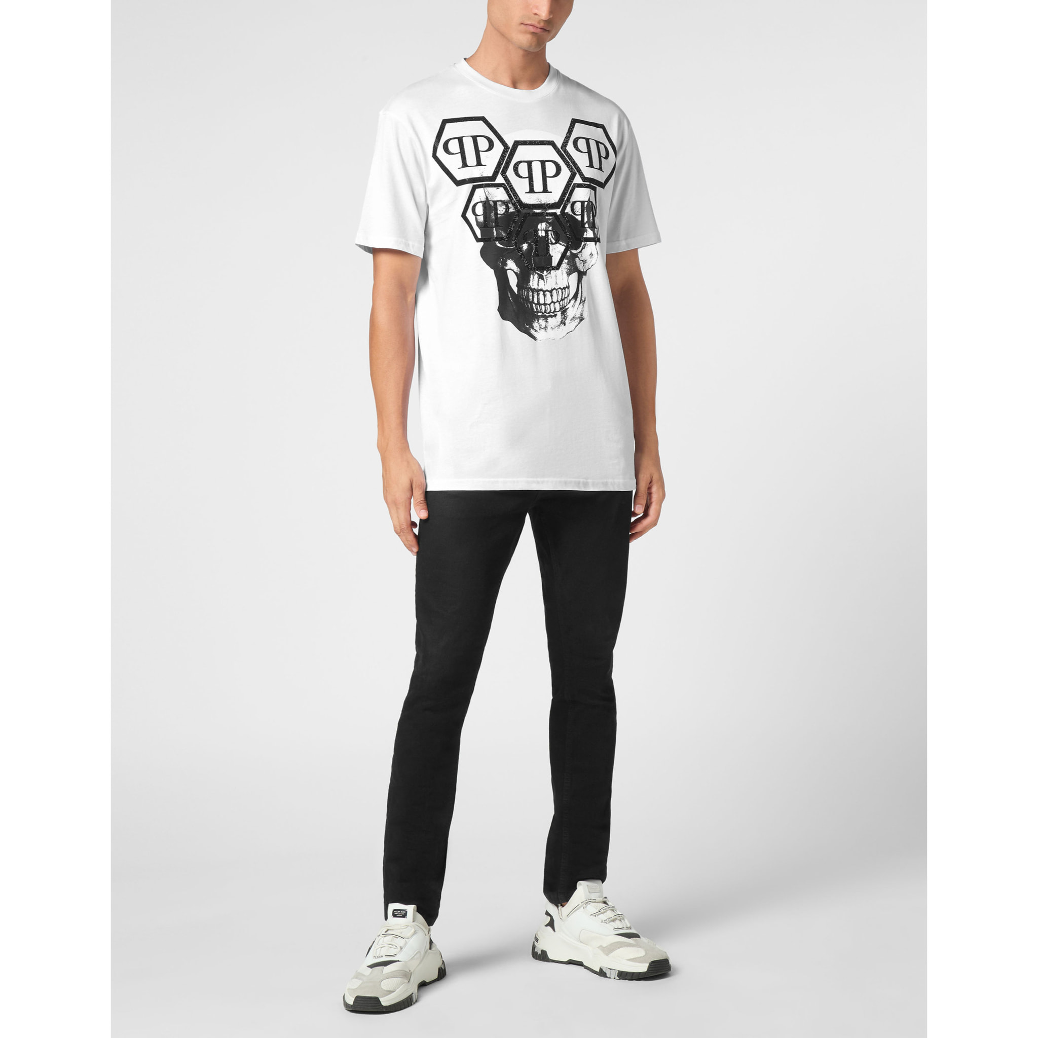 PHILIPP PLEIN Camiseta de cuello redondo y manga corta SKULL