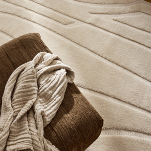 ROMY - Tapis de salon texturé en relief crème - ROM505CRE