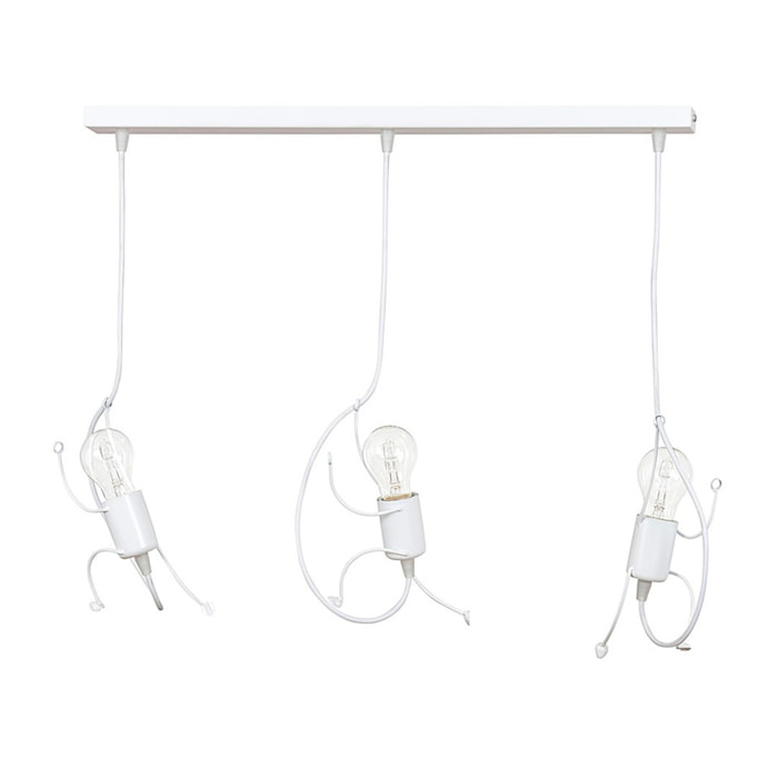 Lampada a sospensione Bobi 3 in acciaio bianco