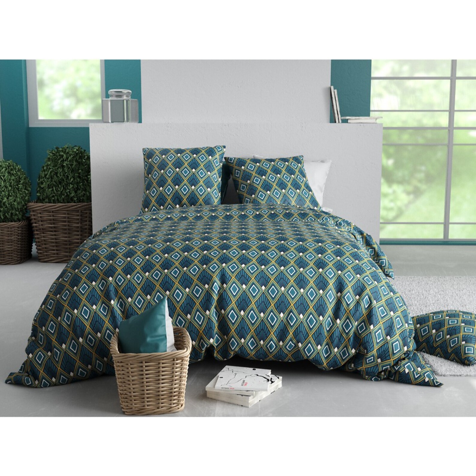 Parure housse de couette coton multicolore