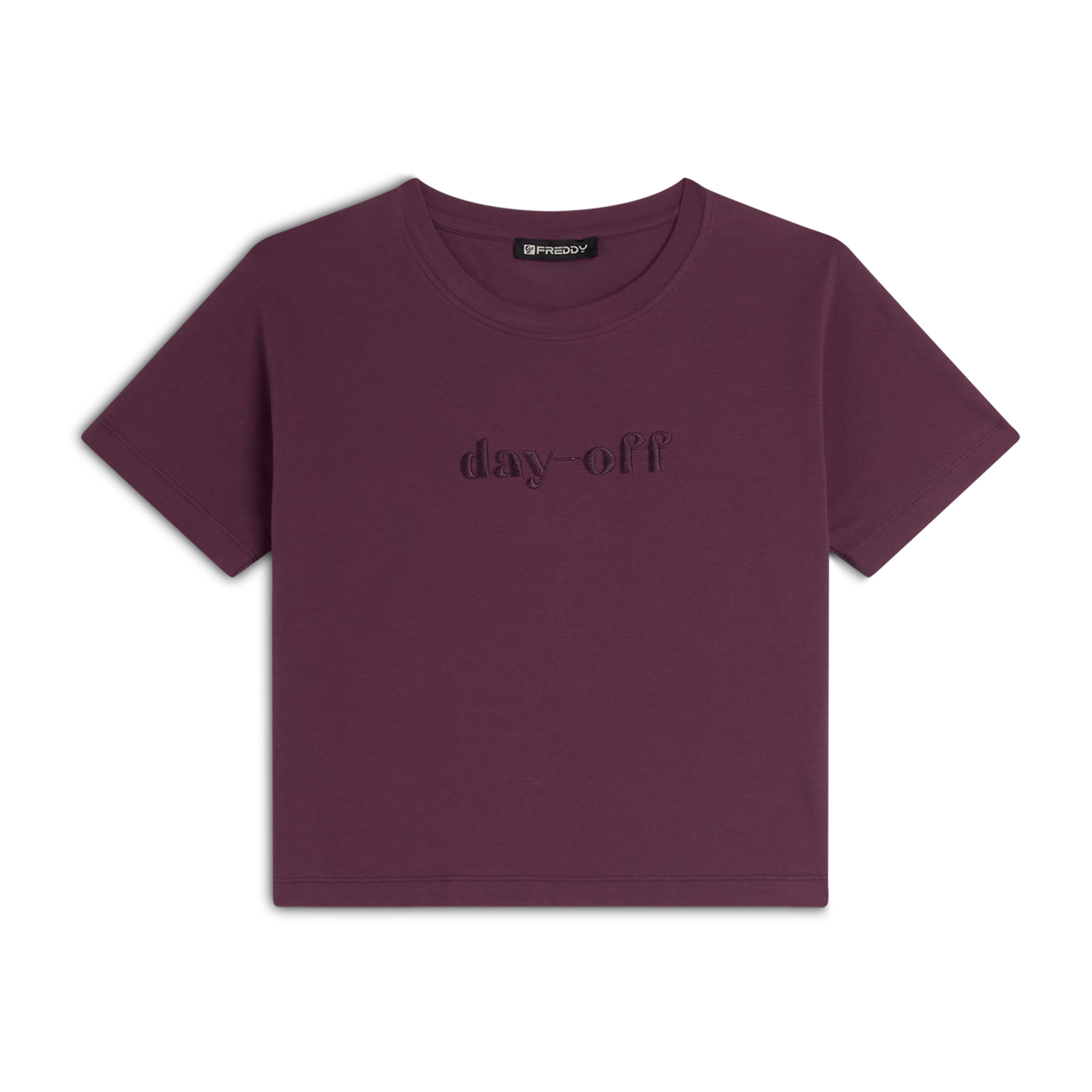 T-shirt Cropped girocollo fit comfort con ricamo