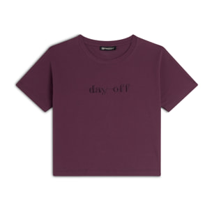T-shirt Cropped girocollo fit comfort con ricamo