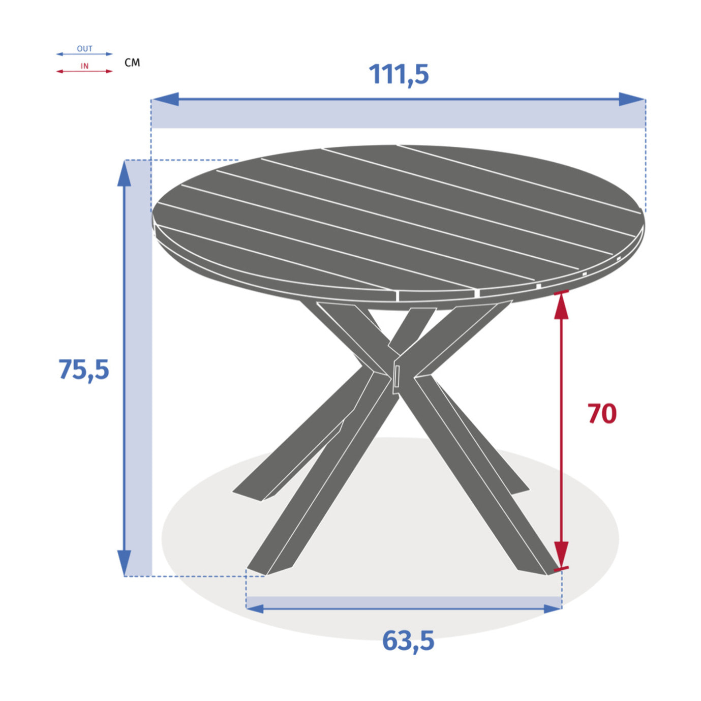 Table de jardin "Oriengo" acacia & blanc 4 places en aluminium traité époxy