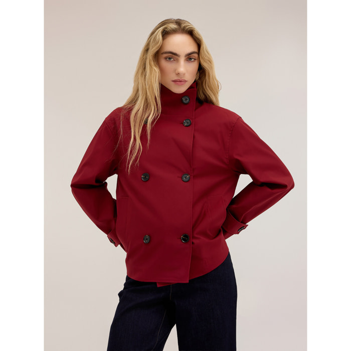 Motivi - Trench doppiopetto con colletto alto - Rosso