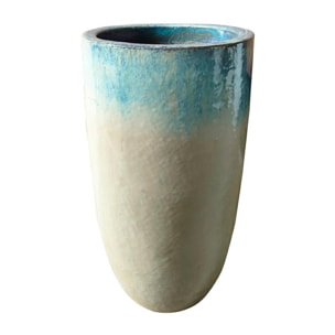 Vaso grande da terra in ceramica celeste e bianco 60x100 cm - Real