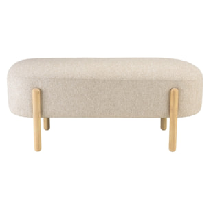 LEOPOLD - Banc en tissu effet laine beige et pieds bois