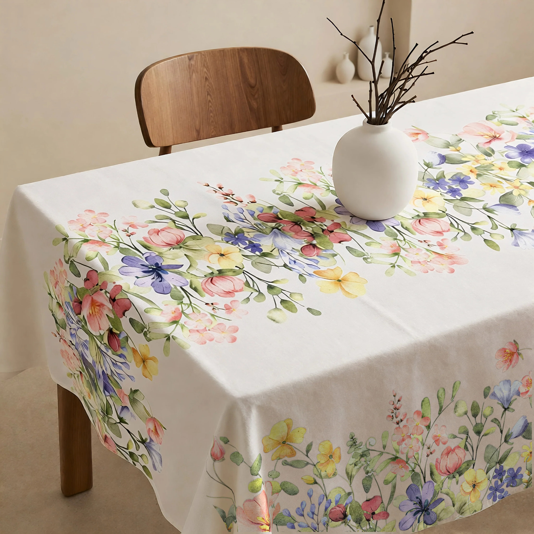 Nappe anti-taches 100 % coton Flowers Cenefa Central 2
