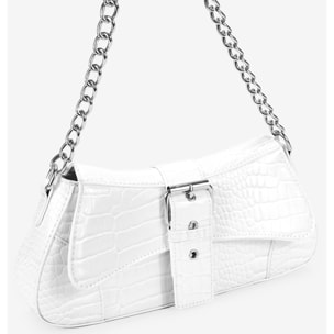 Bolso de hombro blanco con cadena