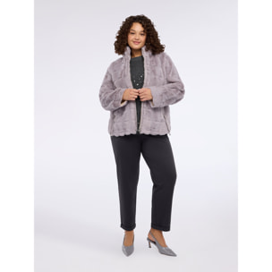 Fiorella Rubino - Chaqueta efecto peluche con cuello alto - Gris