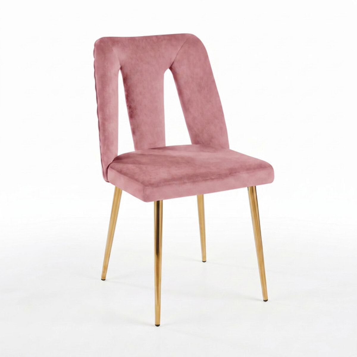 Sedia Imbottita in Effetto Velluto con Schienale Aperto e Gambe Oro, Design Moderno ed Elegante per Sala da Pranzo, Cucina, Soggiorno, Studio e Ufficio