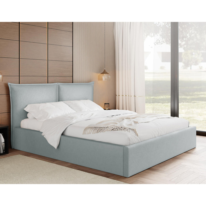 John - lit coffre - 140x200 cm - en velours - sommier inclus - Gris clair