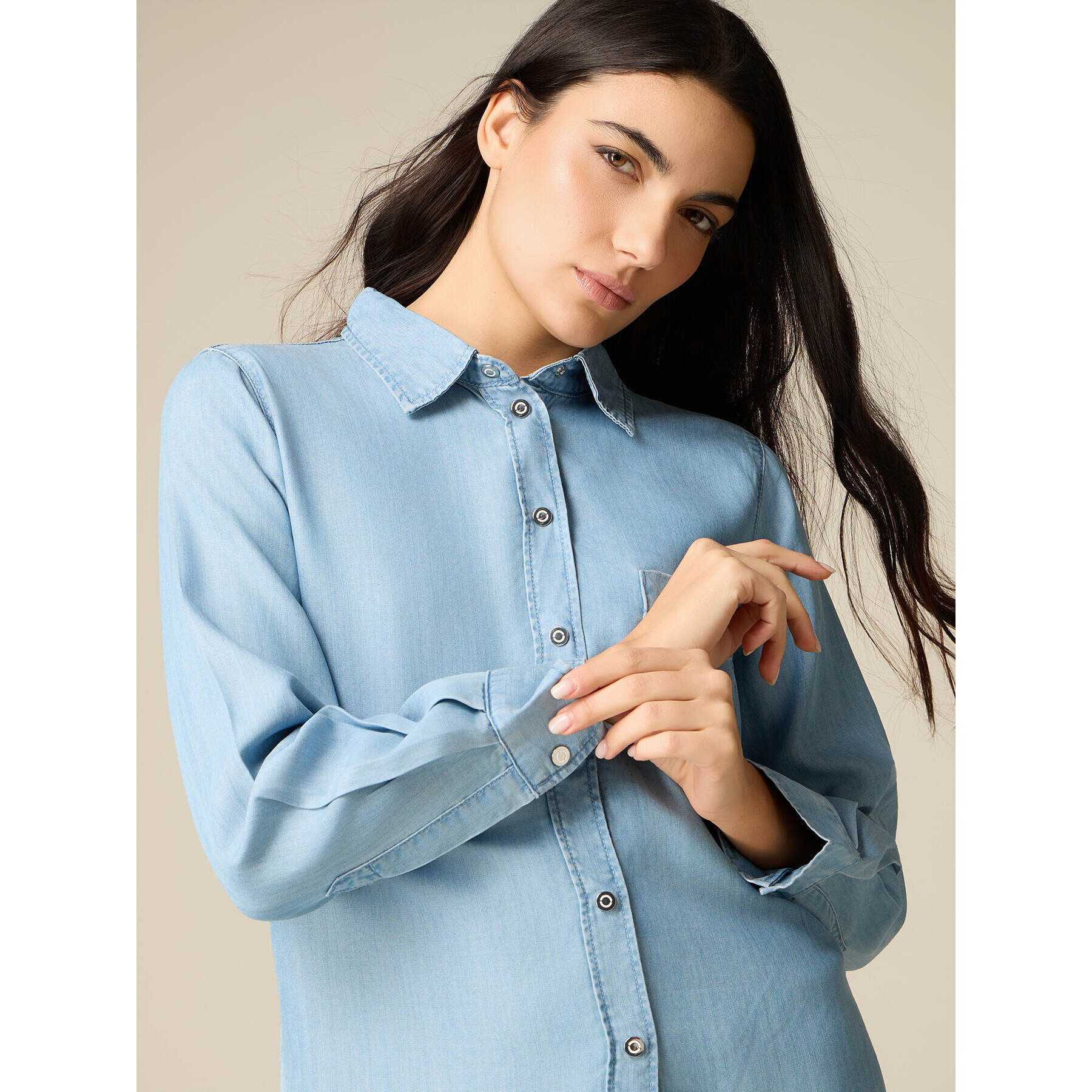 Oltre - Camisa de tencel - Light - blue