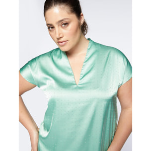 Fiorella Rubino - Blusa in raso con micro borchie - Verde acqua