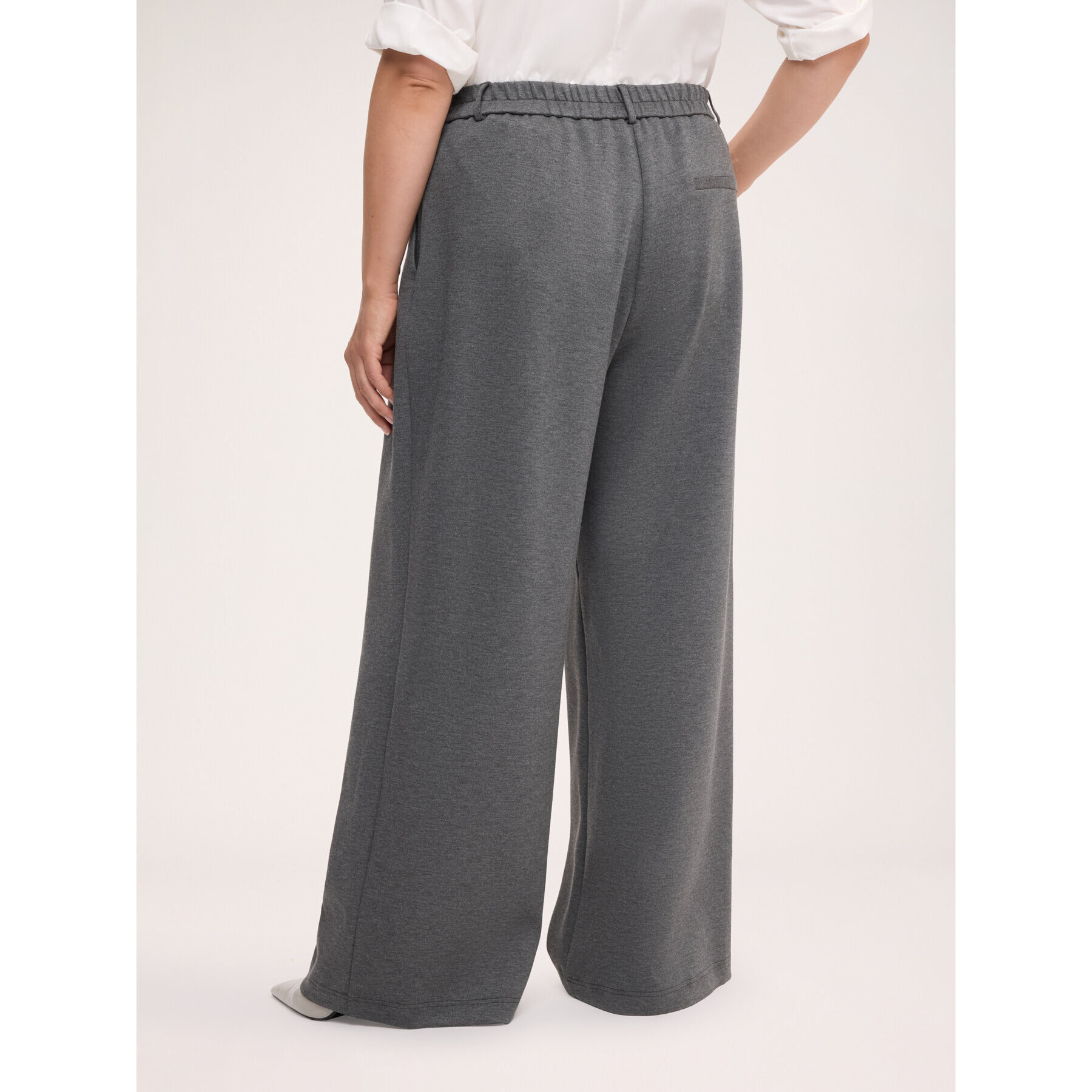 Fiorella Rubino - Pantalones Wide Leg de Punto Milano - Gris