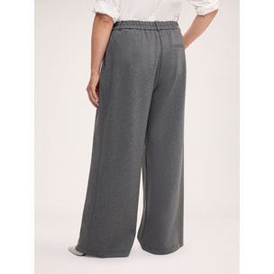 Fiorella Rubino - Pantalones Wide Leg de Punto Milano - Gris