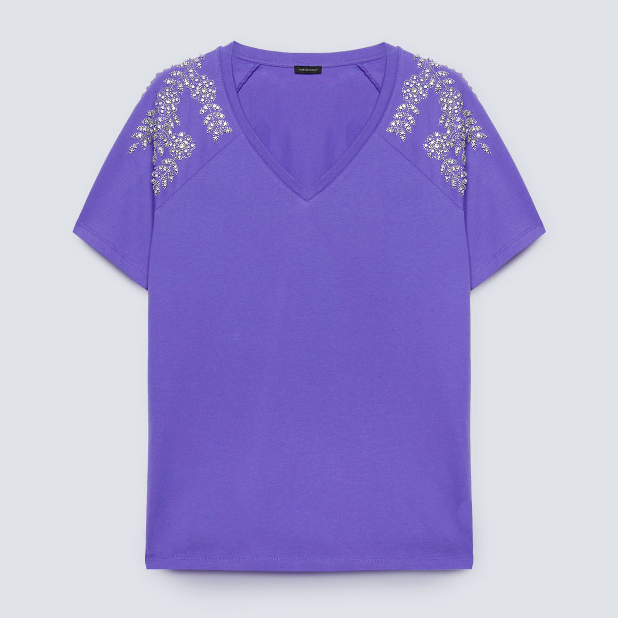 Fiorella Rubino - Camiseta con bordado de hojas - Violeta