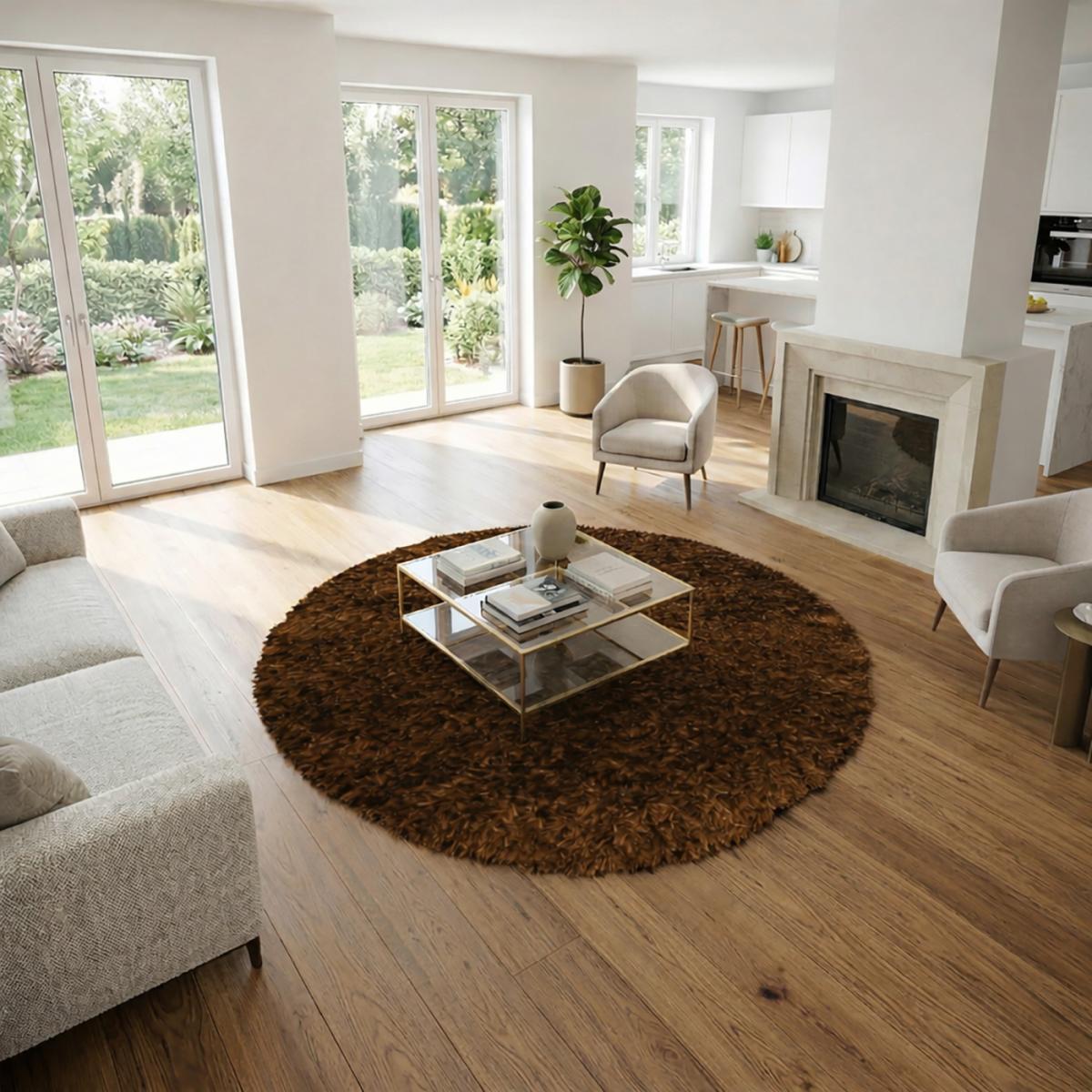 Tapis shaggy fait main motif uni HAGO