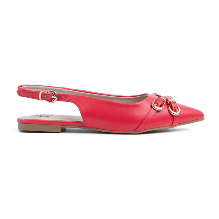 Slingback con cinturino sulla punta - ROSSO
