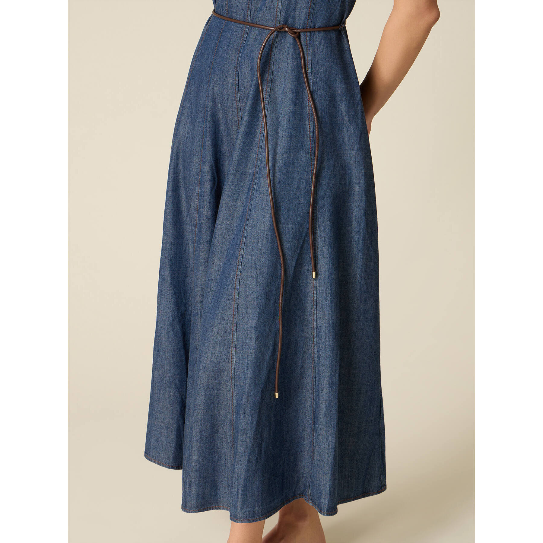 Oltre - Vestido largo sin mangas efecto denim - Azul