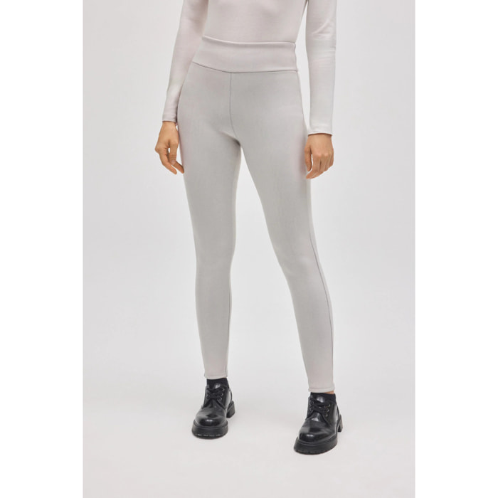 Leggings termici effetto pelle avorio