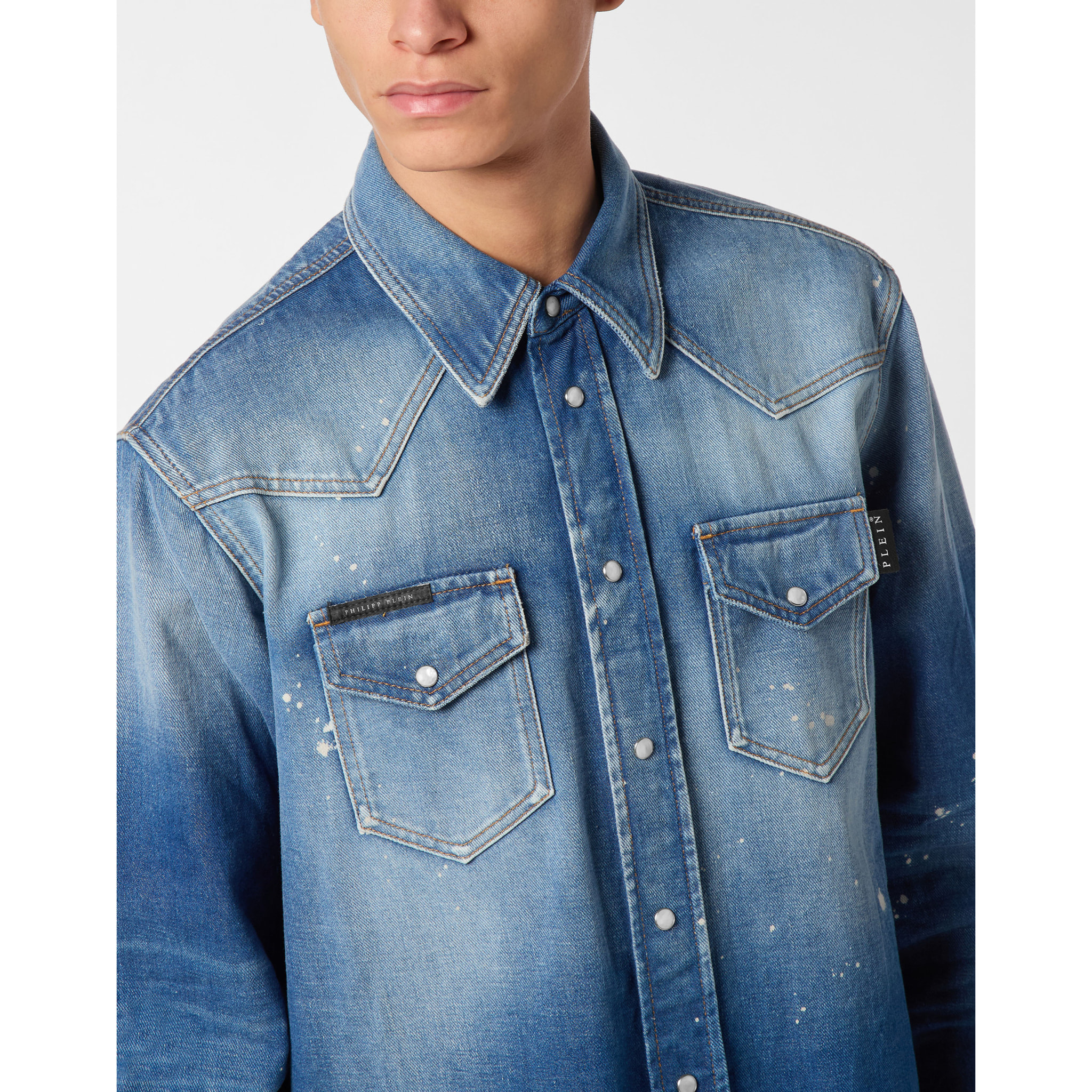 PHILIPP PLEIN Denim Shirt Ls