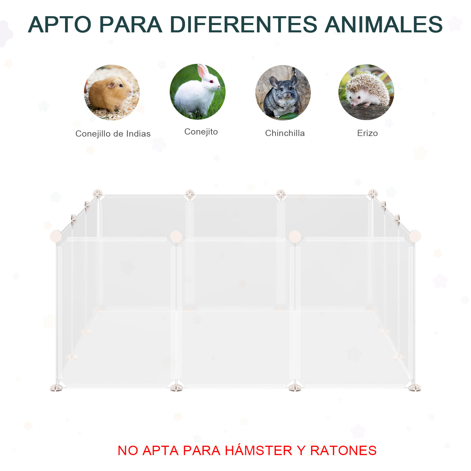 Valla para Animales de Metal Modulable con 12 Paneles Cobayas y Cachorros