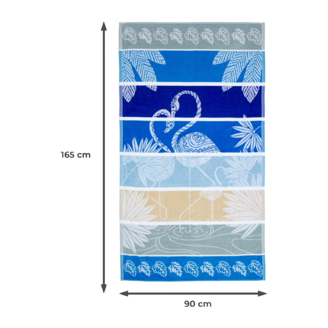 Telo Mare Spugna Jacquard Spiaggia Disegno Flamingo Family