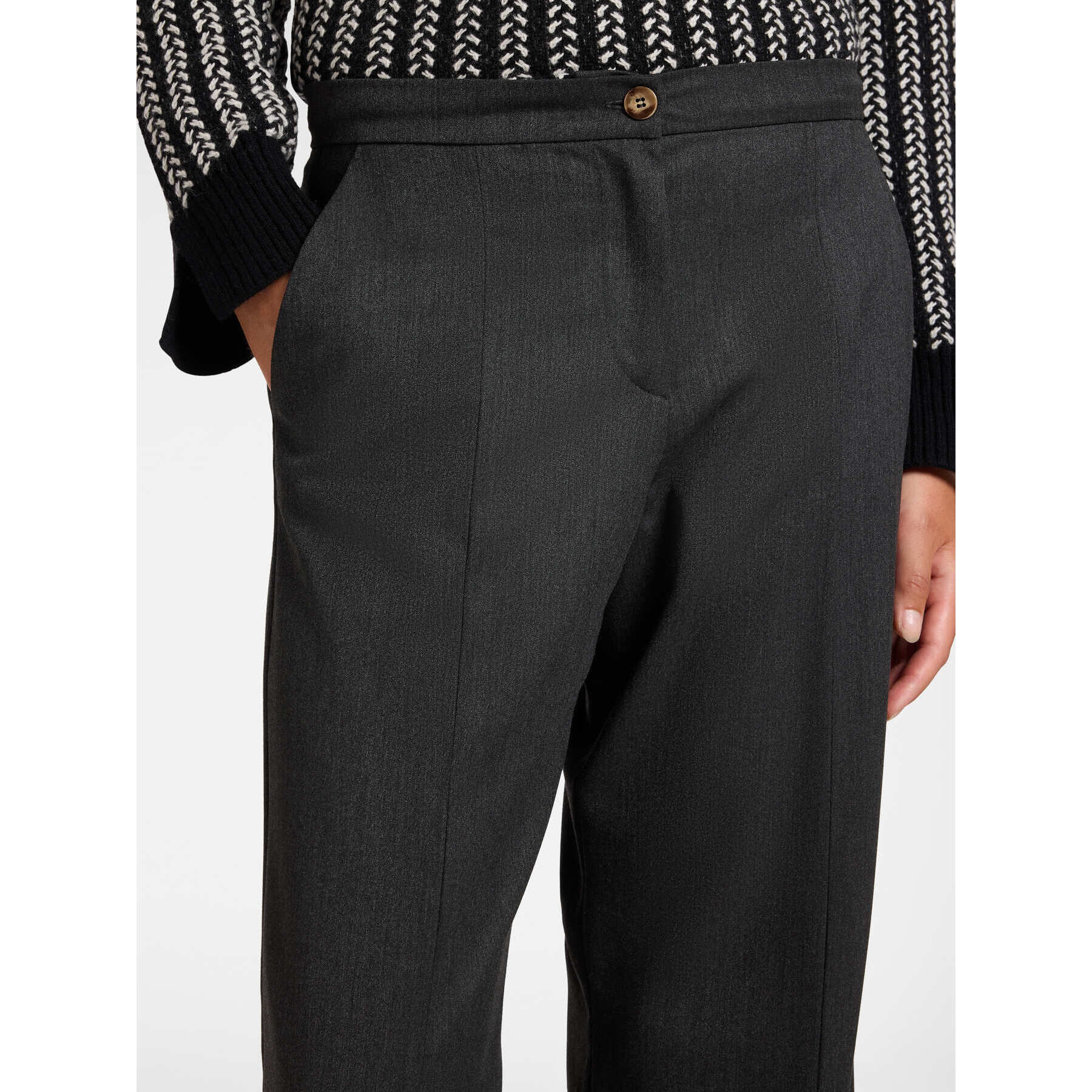 Elena Mirò - Pantalones flare de flanela con aberturas - Gris