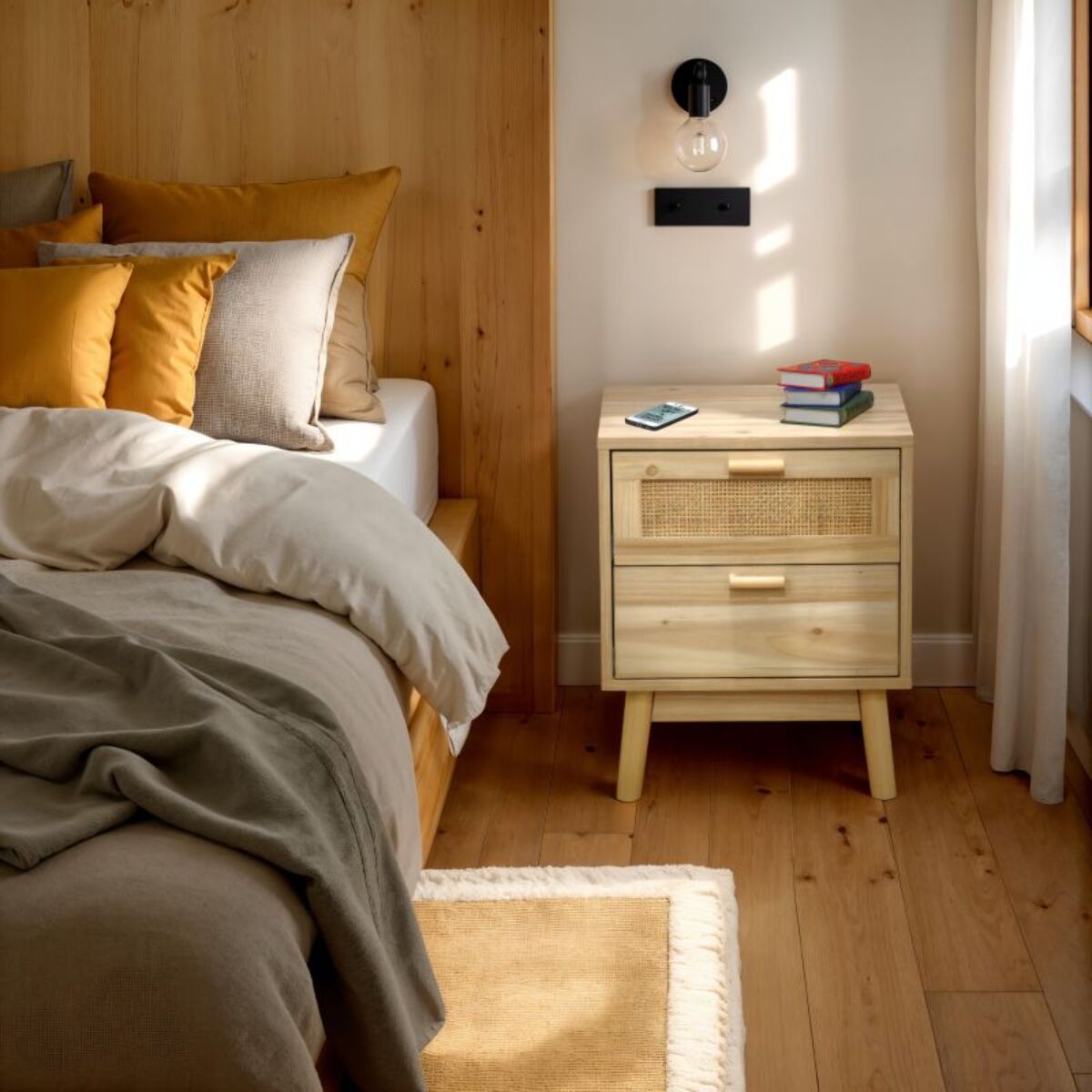 Mesita de noche Debra Pino - Rattan