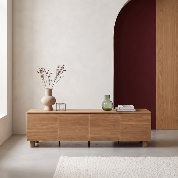 Meuble TV décor bois 4 portes 180cm AYANA
