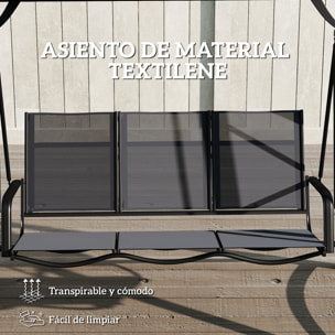 Columpio de Jardín de 3 Plazas, Balancín de Jardín Exterior con Techo Ajustable, UPF50+, Asiento Transpirable y Marco de Metal, para Patio, Terraza, Carga 360 kg, 188x130x183 cm, Gris