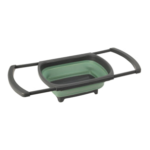cesta lavavajillas plegable en color verde y gris