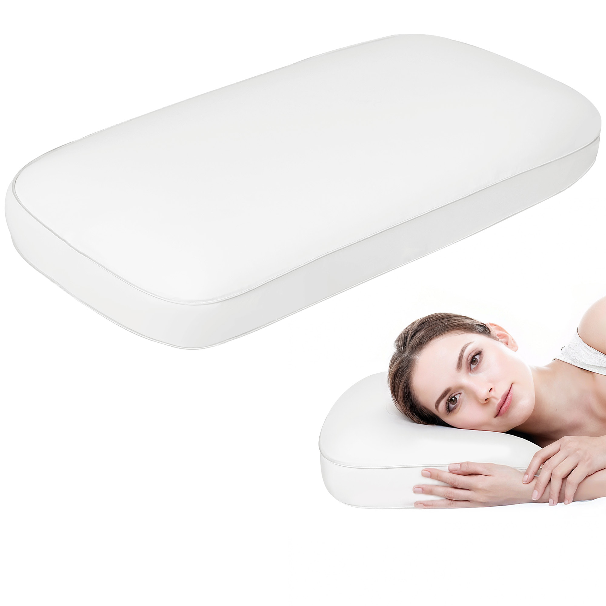 Almohada Viscoelástica 91x40 cm de Espuma Viscoelástica, Almohada Refrescante con Diseño Ergonómico, Funda Extraíble y Lavable, para Soporte de Cuello, Dormir de Lado y Boca Arriba