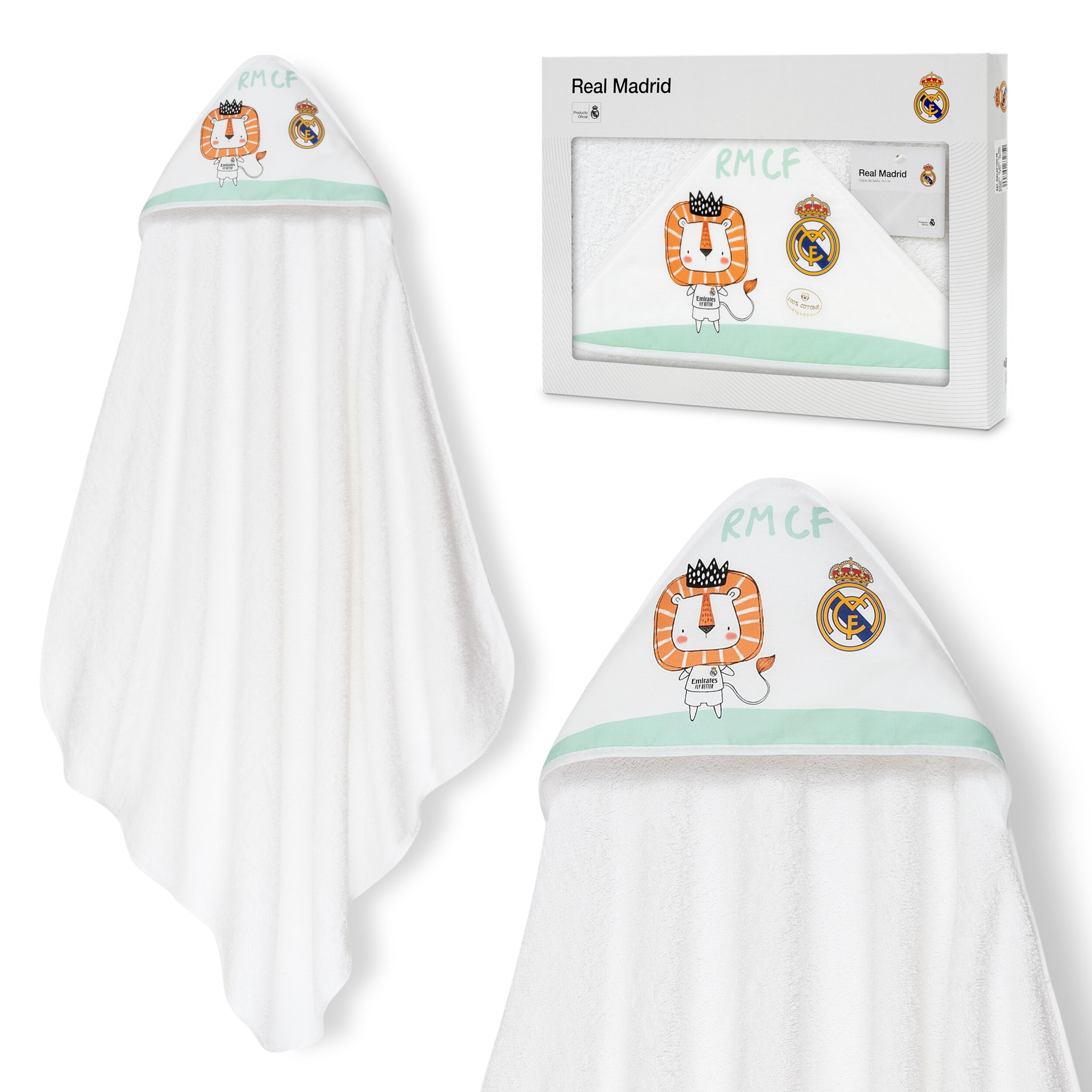 Capa de Baño 1X1 Real Madrid Leon Escudo Blanco