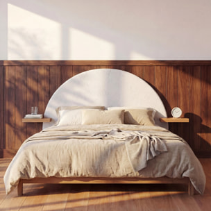 Tête de lit en plâtre blanc cassé et bois d'acacia 175 cm - Fira
