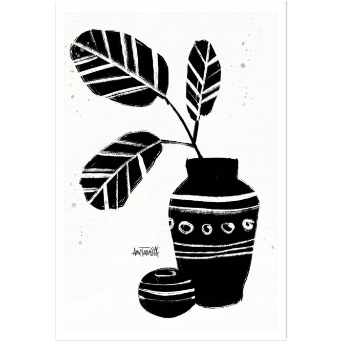 Illustration Botanique et Poterie azteque Affiche seule