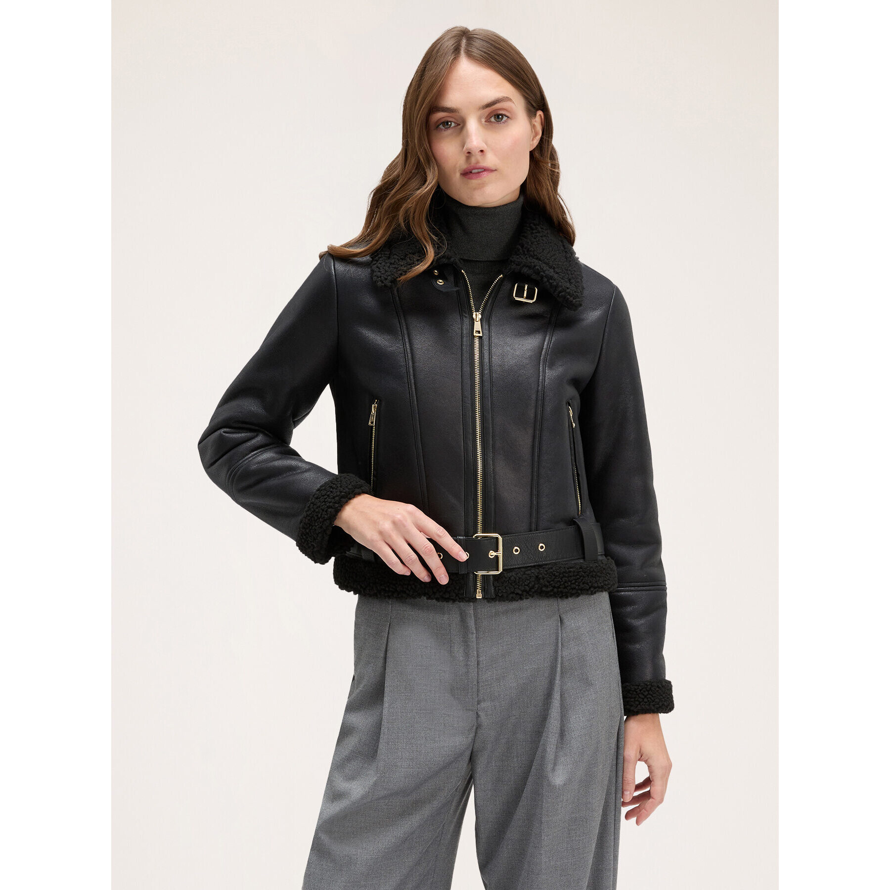 Motivi - Chaqueta efecto borrego - Negro