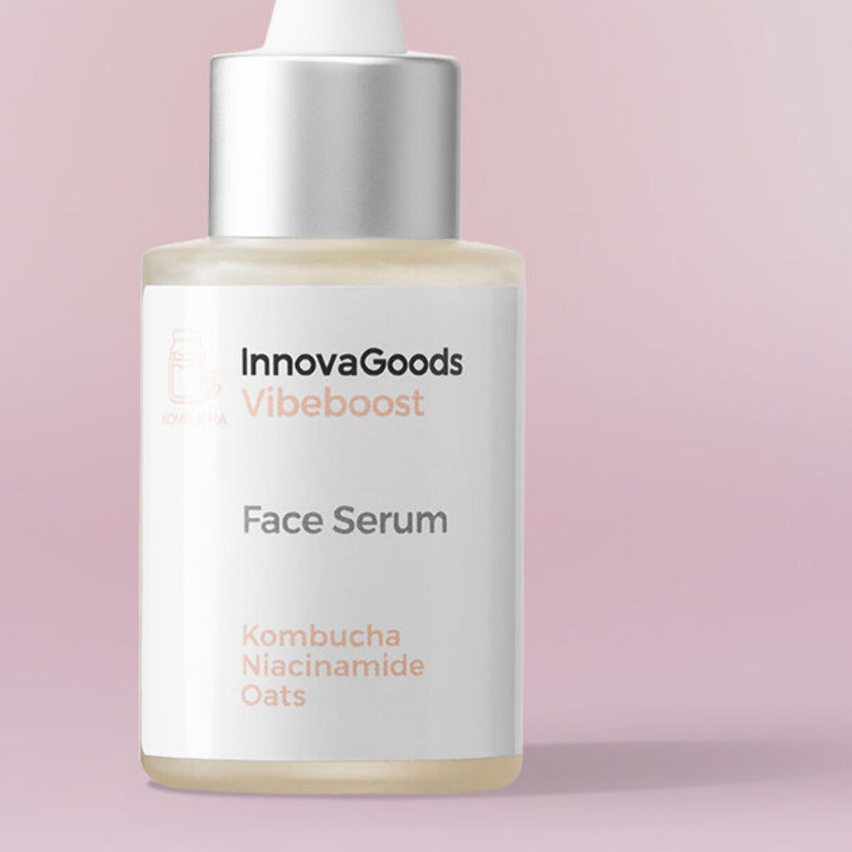 Pack Massaggiatore Viso Rassodante con LED, EMS e Calore e Siero Viso Kombucha Vibeboost 30 ml InnovaGoods