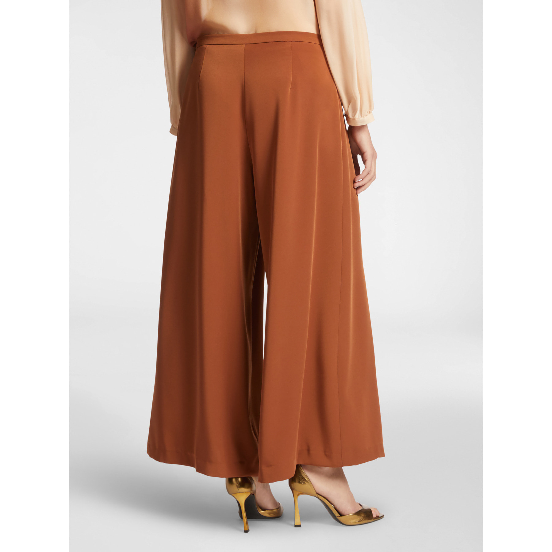 Elena Mirò - Pantaloni ampi cropped con pieghe - Marrone