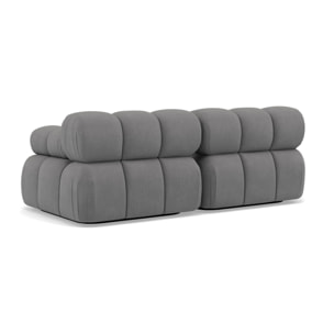 Ruby - canapé droit modulable 2 places en velours texturé - Gris