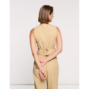 Top Chaleco Beige - Moti