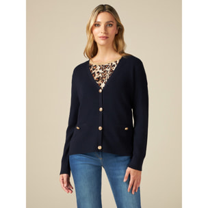 Oltre - Cardigan con bottone uniform - Blu