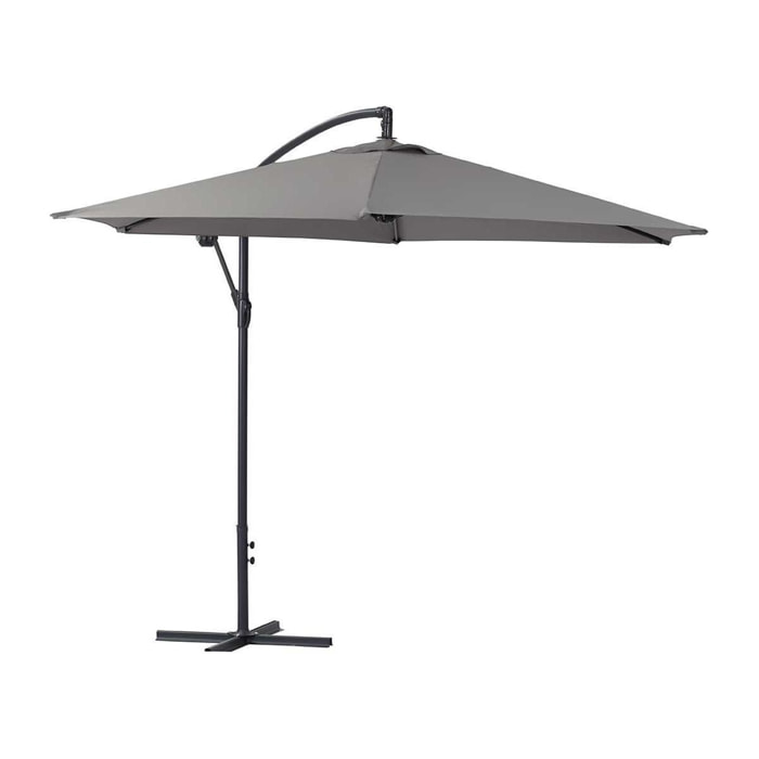 Parasol jardin déporté Alu ''Ilios'' - Rond - Ø 3 m - Gris