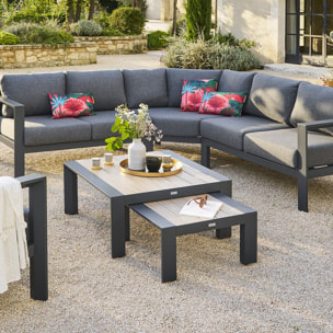 Table basse de jardin carrée "Évasion" graphite & honey 65 x 65cm en aluminium