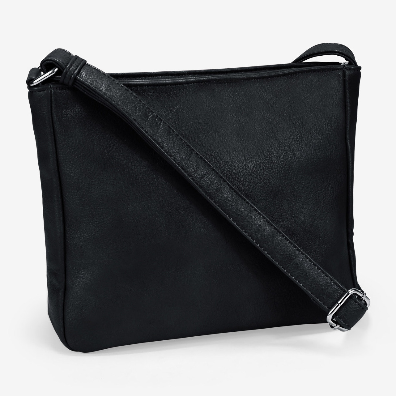 Bolso bandolera negro con solapa efecto serpiente